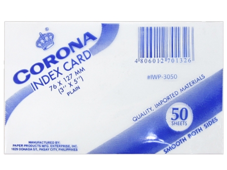 Corona Index Card 3x5