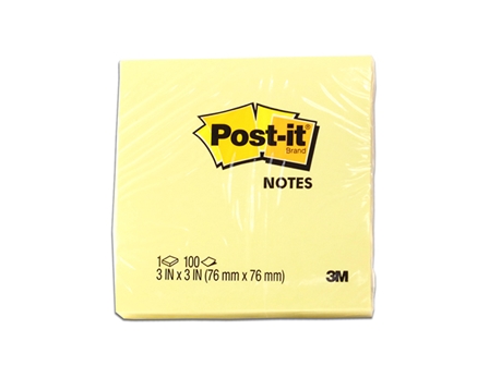 3M Post-it Note 654 100's Yellow 3 x 3