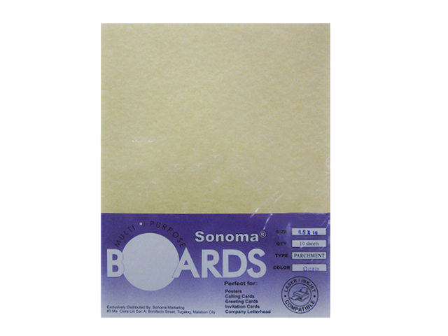Sonoma Boards Parchment Paper 180gsm Letter 10s Ochre