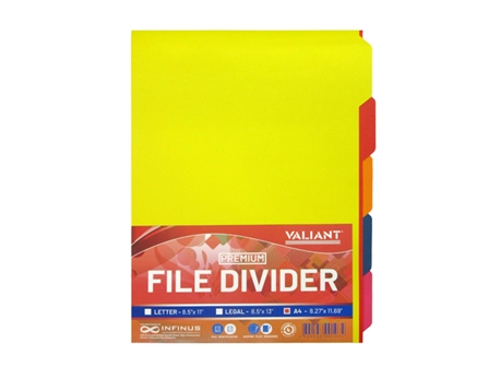 Valiant Premium File Divider A4 Assorted 5s