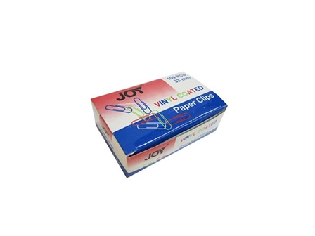 Joy Paper Clips Vinyl Coated Assorted 33mm 100s