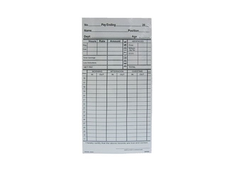 NonBrand Time Card for Model-9000 White 100s