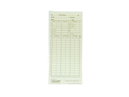 Valiant Time Card US Tag Board Cream 100s