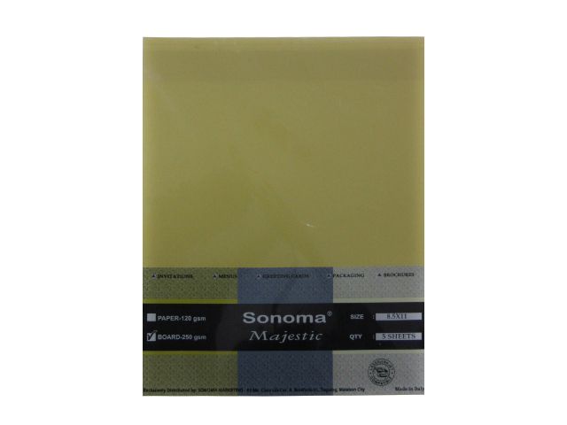 Sonoma Majestic Board Paper 250gsm 5s Letter M. Yellow