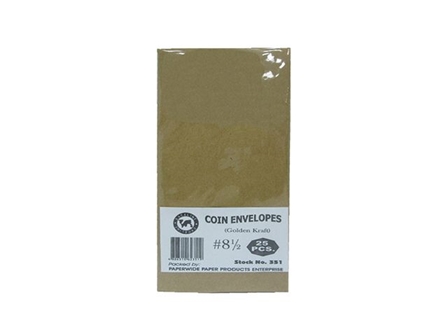 Office Warehouse Coin Envelope #8 1/2 Kraft 4x7.5