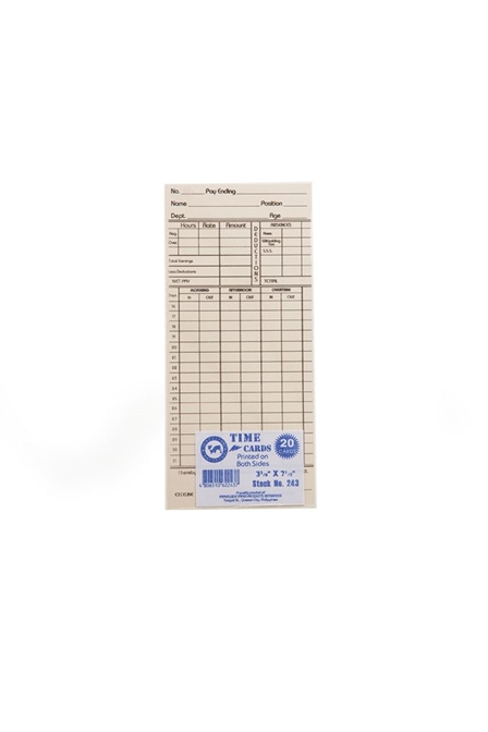 Exceline Time Card US Tag #243 Cream 20's