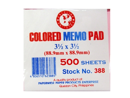 Exceline Colored Memo Pad #388 Assorted 3.5x3.5