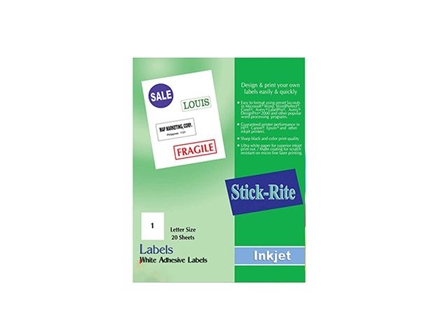 Stick-Rite Sticker Paper Inkjet 10s White