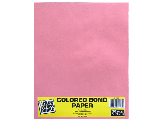 Office Warehouse Colored Bond Paper Ltr 20s Pink