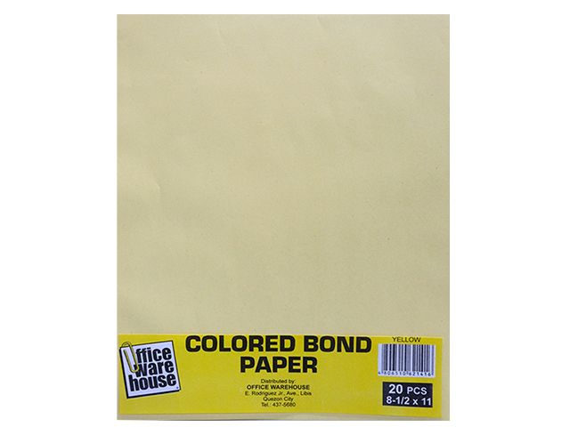 Office Warehouse Colored Bond Paper Lgl 20s Yellow