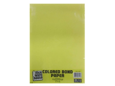 Office Warehouse Colored Bond Paper Lgl 20s Yellow