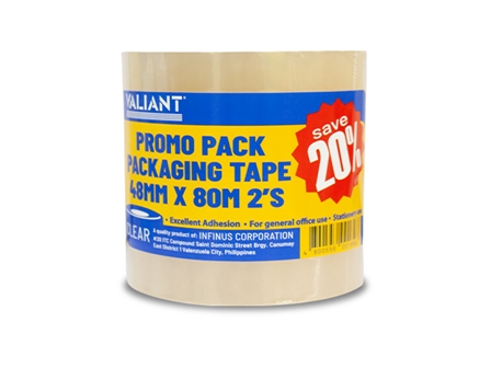 Valiant Stationery Packaging Tape Clr 48mmx80m 2s