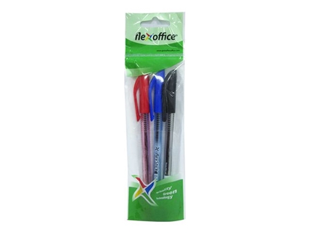 Flexoffice FlexStick Ballpen 0.5mm Asstd 3s
