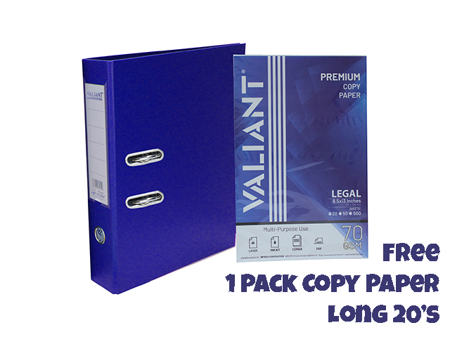 Valiant Lever Archfile Legal Blue w/ Free 1 Pack Copy Paper 20s ^^