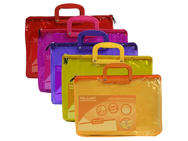 Valiant Plastic Envelope with Zipper Legal Assorted