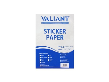 Valiant Sticker Paper A4 High-Gloss White 10s