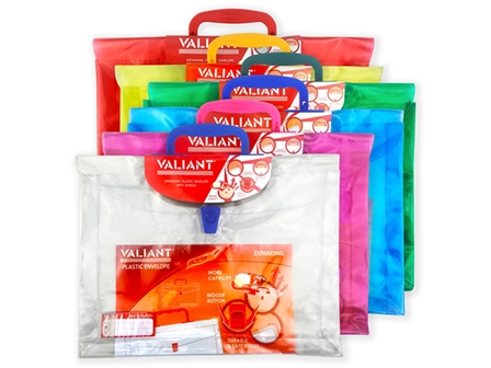 Valiant Expandable Plastic Envelope with Handle Legal Asstd