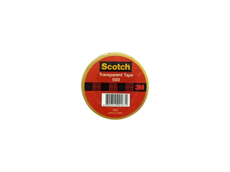 3M Scotch Transparent Tape 500 Yellow 12mmx25m 