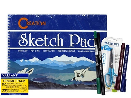 Valiant Sketch Pad + Art Materials Promo Pack 6s