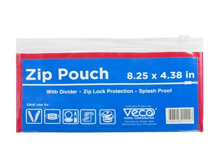 Veco Envelope Zip Pouch Clear 8.25x4.38