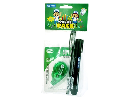 Superb Correction Tape and Pens SG-1522 Value Pack 3s