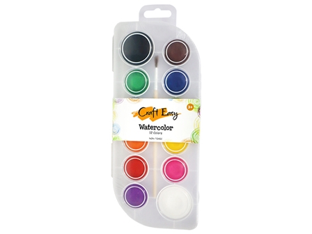 Craft Easy Watercolor with Paintbrush Set 12 Colors Big 