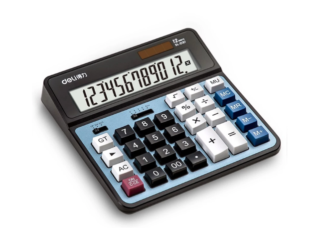 Deli 2137 12-Digit Desktop Calculator Blue