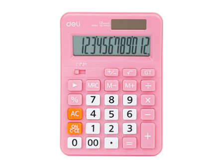 Deli EM210F 12-Digit Standard Calculator Pink