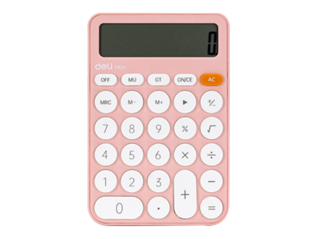 Deli EM124 12-Digit Standard Calculator Pink