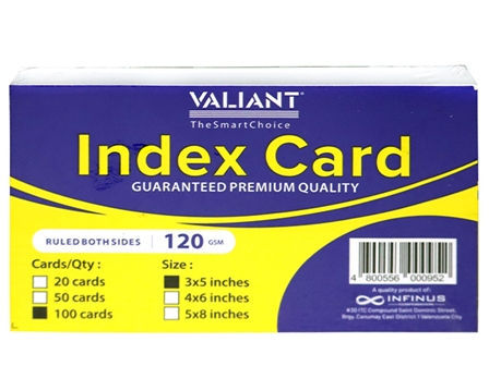 Valiant Index Card 3x5