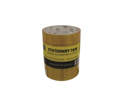 3Core Yellow Cellophane Tape 18mm x 20m (6 Rolls)