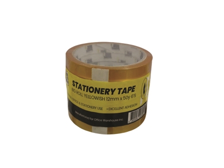 3Core Yellow Cellophane Tape 12mm x 50 Yards (6 Rolls)