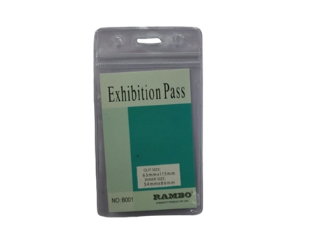 Rambo B001 Vertical ID Card Holder with Zip Lock Clear
