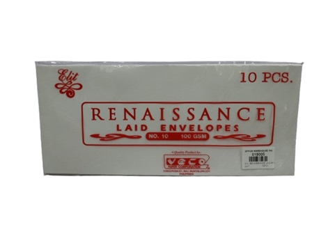 Renaissance Laid Envelope #10 White 10s