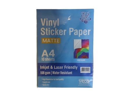 Veco Vinyl Sticker Paper White Matte A4 10S
